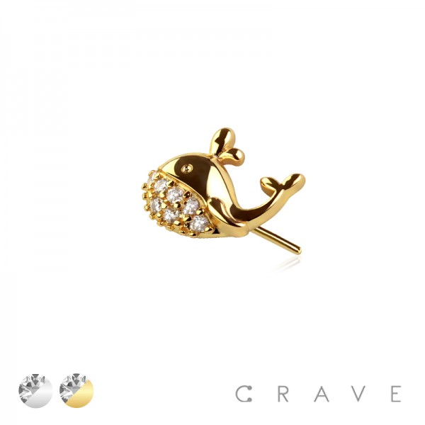 316L SURGICAL STEEL THREADLESS PUSH IN MULTI CZ WILLY WHALE TOP PART